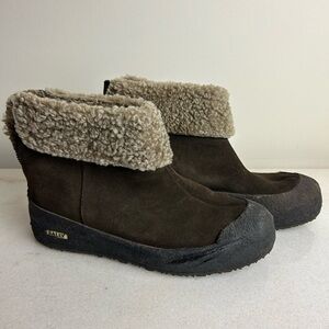 Bally Women’s Suede Ankle Sheepskin Lined Brown Boots